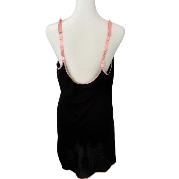 Oscar de la Renta Pink Label Black Floral Embroidered Slip‎ Dress Size M Y2K Vtg - Picture 2 of 16